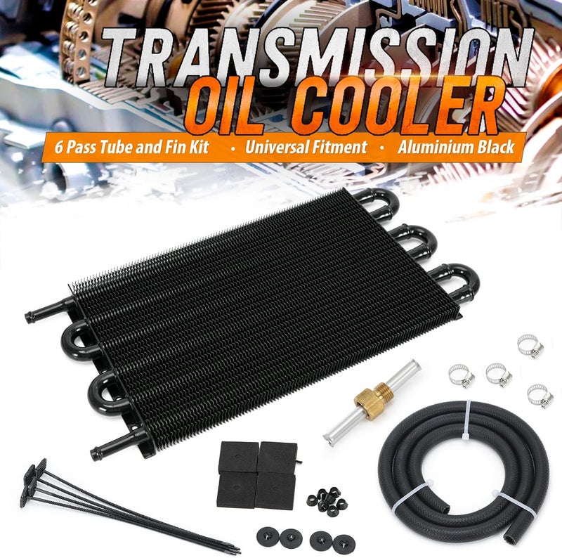 SJDYYMX Universal 5/16" Transmission Oil Cooler Kit Aluminium alloy 6 Pass Tube & Fin Black - Image 2
